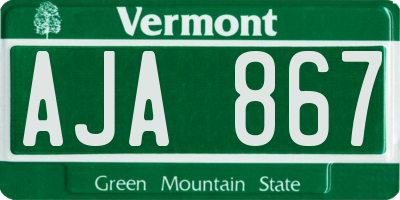VT license plate AJA867