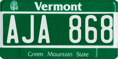 VT license plate AJA868