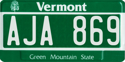 VT license plate AJA869