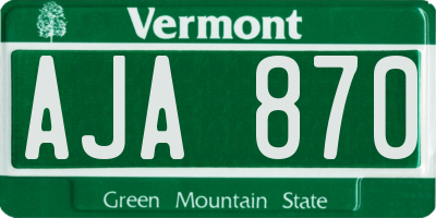 VT license plate AJA870