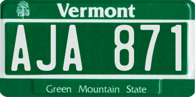 VT license plate AJA871