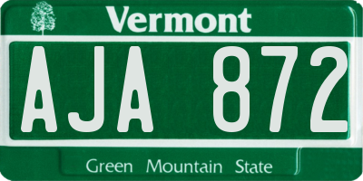 VT license plate AJA872