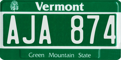 VT license plate AJA874