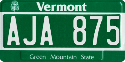 VT license plate AJA875
