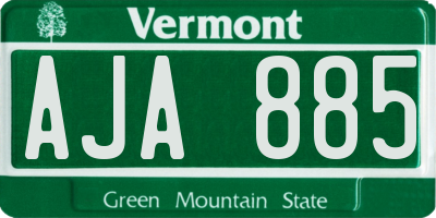VT license plate AJA885