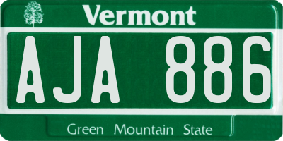 VT license plate AJA886
