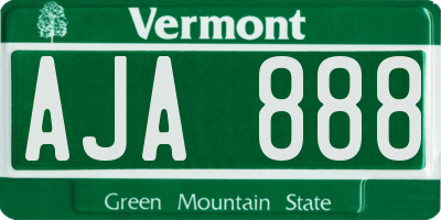 VT license plate AJA888
