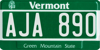 VT license plate AJA890