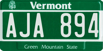 VT license plate AJA894