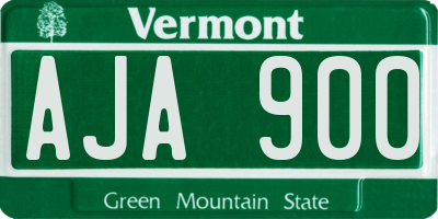 VT license plate AJA900