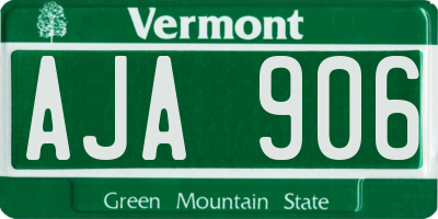 VT license plate AJA906