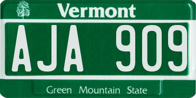 VT license plate AJA909