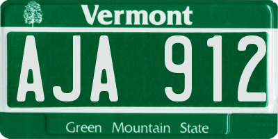 VT license plate AJA912