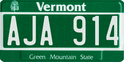 VT license plate AJA914