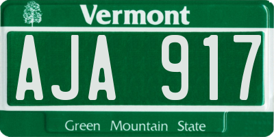 VT license plate AJA917