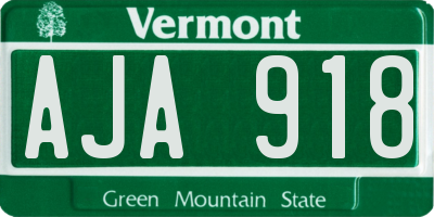 VT license plate AJA918