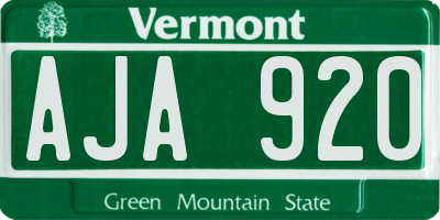 VT license plate AJA920