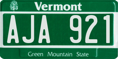 VT license plate AJA921