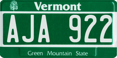 VT license plate AJA922