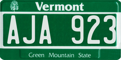 VT license plate AJA923