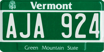 VT license plate AJA924