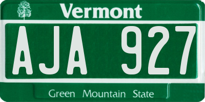VT license plate AJA927