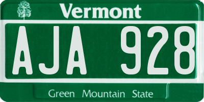VT license plate AJA928