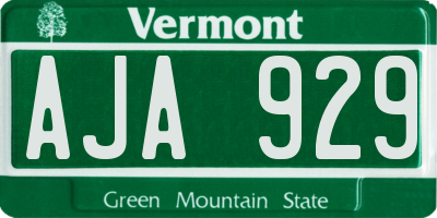 VT license plate AJA929