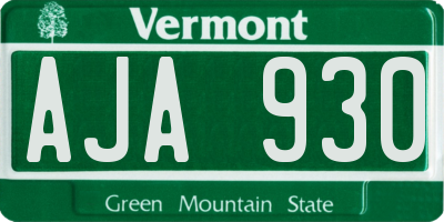VT license plate AJA930