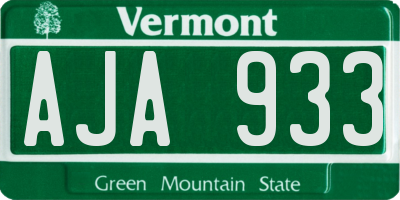 VT license plate AJA933