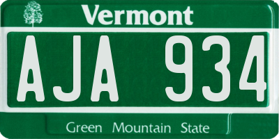 VT license plate AJA934