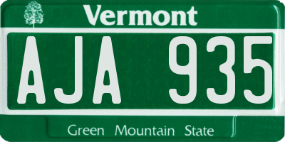VT license plate AJA935