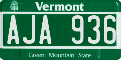 VT license plate AJA936