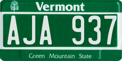 VT license plate AJA937