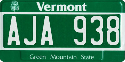 VT license plate AJA938
