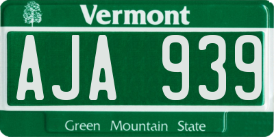 VT license plate AJA939