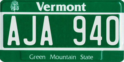 VT license plate AJA940