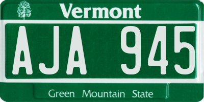 VT license plate AJA945
