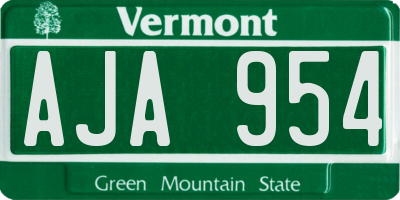 VT license plate AJA954