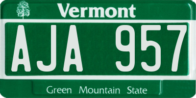 VT license plate AJA957