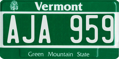 VT license plate AJA959
