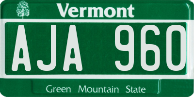 VT license plate AJA960