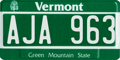 VT license plate AJA963