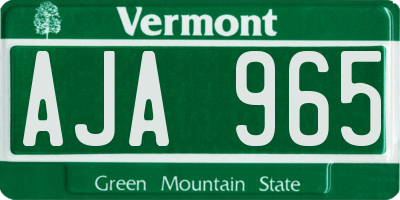VT license plate AJA965