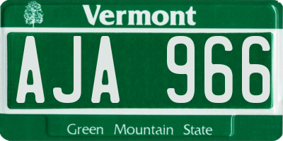 VT license plate AJA966