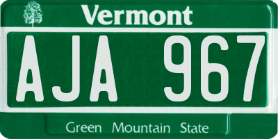 VT license plate AJA967