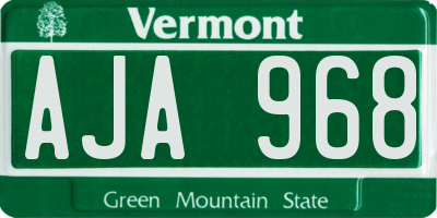 VT license plate AJA968