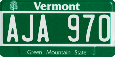 VT license plate AJA970