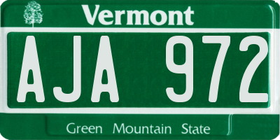 VT license plate AJA972