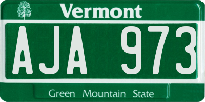 VT license plate AJA973